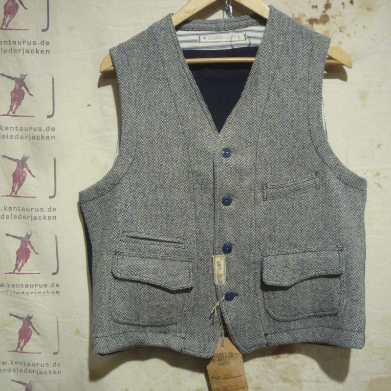 Scartilab: Harris Tweed/ indigo cotton Waitcoat, Grössen M - XXL, EUR 260,- - Kentaurus Pferdelederjacken - Köln- Bild 1