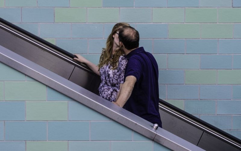 Couple on Escalator || https://www.flickr.com/photos/skohlmann/15069850847