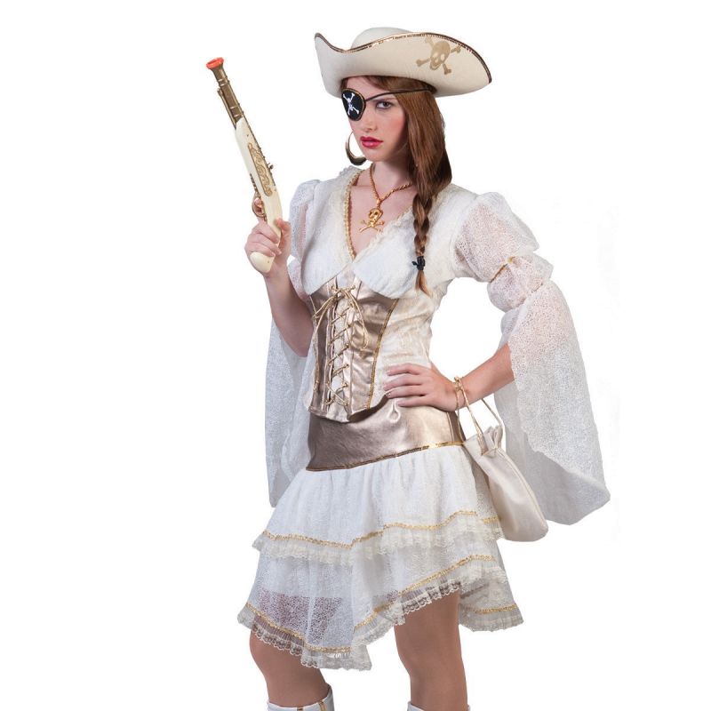 piratendame-fenja<br>
Das wunderschöne Kostüm besteht aus Oberteil und Rock in weiß und gold. 
<br>
Home/Kostüme/Piraten/Damen<br>
[http://www.pierros.de/produkt/piratendame-fenja, jetzt auf Pierros.de kaufen]  - PIERRO'S in Mayen - Mayen- Bild 1