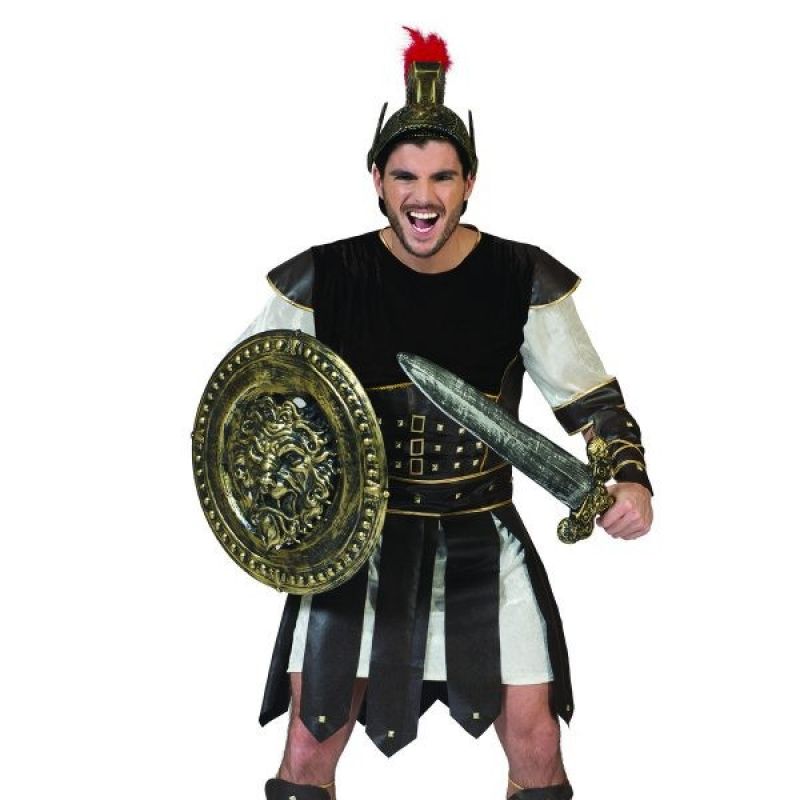 gladiator-quintus<br>
 Das 3-teilige Kostüm besteht aus Oberteil, Arm- und Beinstulpen und ist in den Farben schwarz, braun und gold gehalten
<br>
Home/Kostüme/Nationen/Herren<br>
[http://www.pierros.de/produkt/gladiator-quintus, jetzt auf Pierros.de kaufen]  - PIERRO'S in Mayen - Mayen- Bild 1