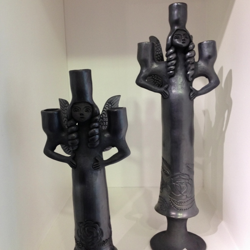 Kerzenständer  aus schwarzen Ton Stuttgart;
Hochwertiges Kunsthandwerk aus Mexico - LUNA VIVA - Schorndorf- Bild 1