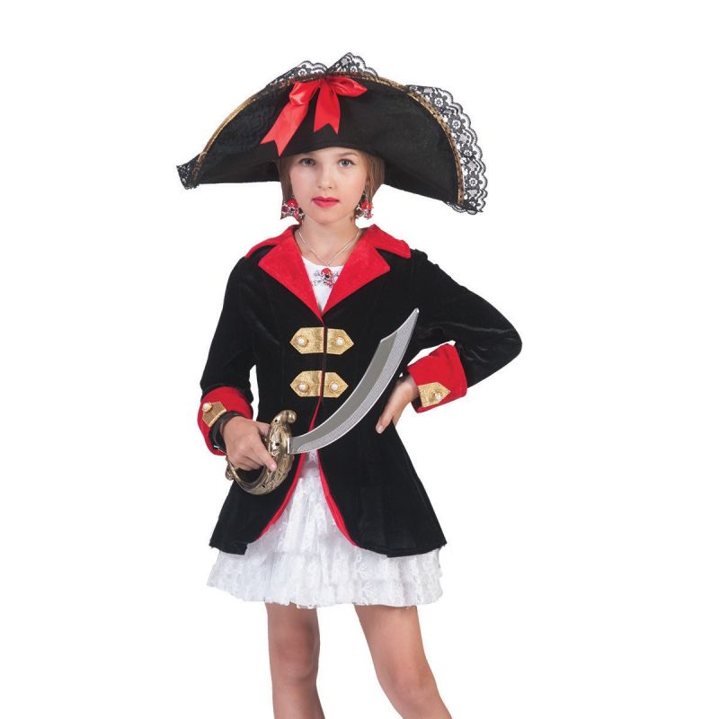 piratin-florentine-kind<br>
Kinder lieben es, sich als Pirat zu verkleiden. Das Kostüm bietet alles, was ein kleiner Pirat braucht. In den passenden Farben rot, schwarz, weiß und gold erstrahlt ihr kleiner Sprössling in diesem tollen Kleid aus Spitze und der gefährlichen Abenteuer-Jacke in schwarz mit tollen goldenen und roten Akzenten.
<br>
Home/Kostüme/Piraten;<br>
[http://www.pierros.de/produkt/piratin-florentine-kind, jetzt auf Pierros.de kaufen]  - Pierros Kinderkostüme - Mayen- Bild 1