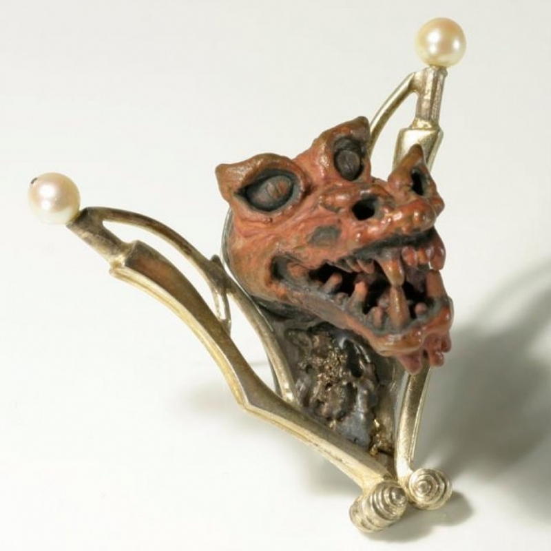 Drache, 925- Silber, Perlen, Kupfer, Stahl - TRIMETALL Schmuck - Design - Objekte - Köln- Bild 1
