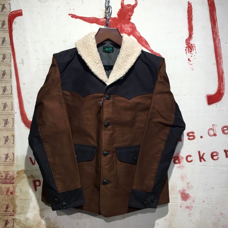 Stevenson Overall, Japan: Roebuck Jacket, brown moleskin, charcoal cotton, Grössen 42 - 44 - 46, EUR  682,- - Kentaurus Pferdelederjacken - Köln- Bild 1