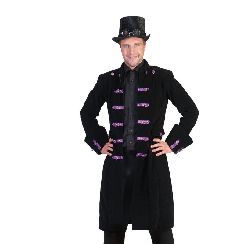 jacke-steampunk-schwarz-flieder<br>
Die Steampunk Kostüme gehört gewiss zu unseren fantasievollsten Kostümen. Die knielange, schwarze Jacke ist mit lila Applikationen an den Knopfleisten liebevoll gestaltet und ein absolutes Highlight für Halloween, Karneval oder Mottopartys.
<br>
Home/Kostüme/Berufe/Herren<br>
[http://www.pierros.de/produkt/jacke-steampunk-schwarz-flieder jetzt auf Pierros.de kaufen]  - PIERRO'S in Frechen - Frechen- Bild 1