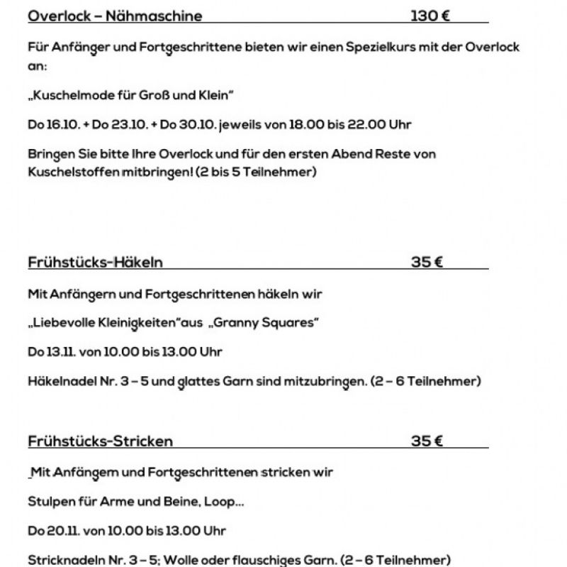 Kurs Angebot Oktober / November 2014
Overlock Nähmaschine - Kaktus & Perronegro - Ludwigsburg- Bild 1