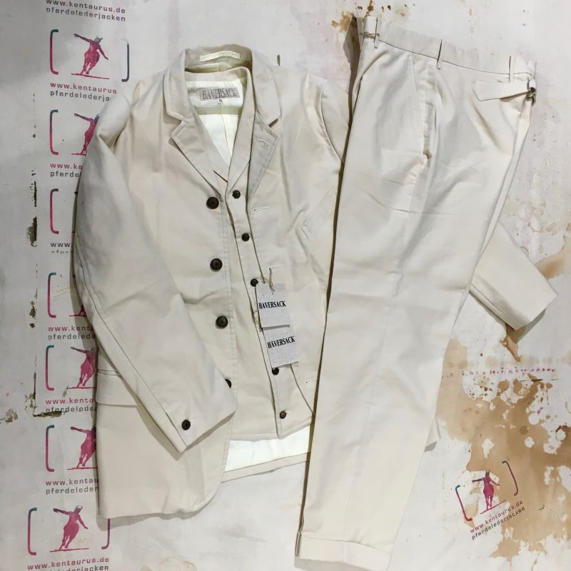 Haversack AW16: 3 piece white moleskin cotton suit, L - XL, EUR 1505,- - Kentaurus Pferdelederjacken - Köln- Bild 1