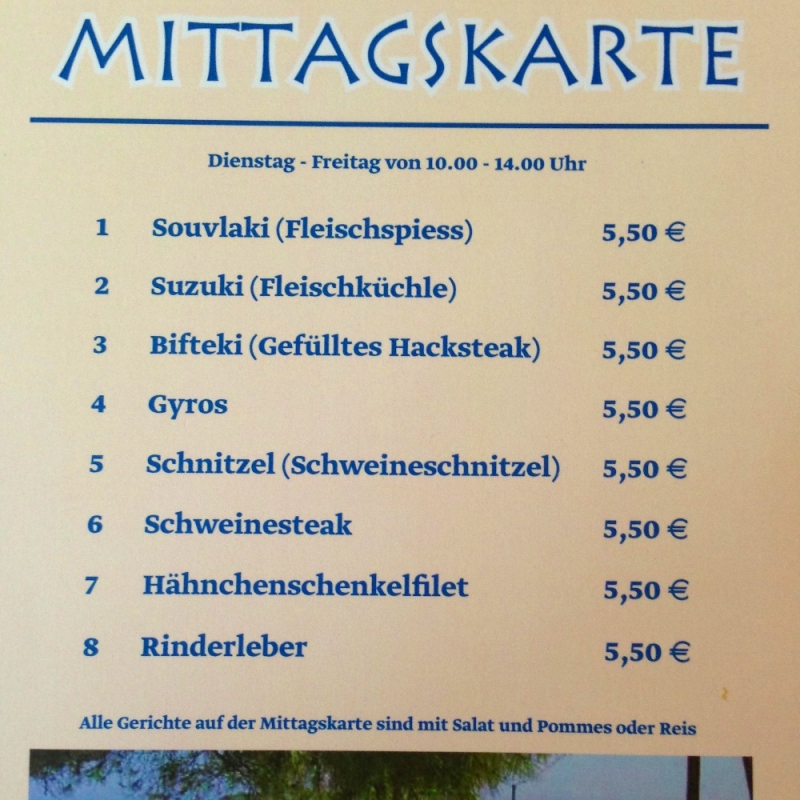 Mittagskarte - SALONIKI - Karlsruhe
