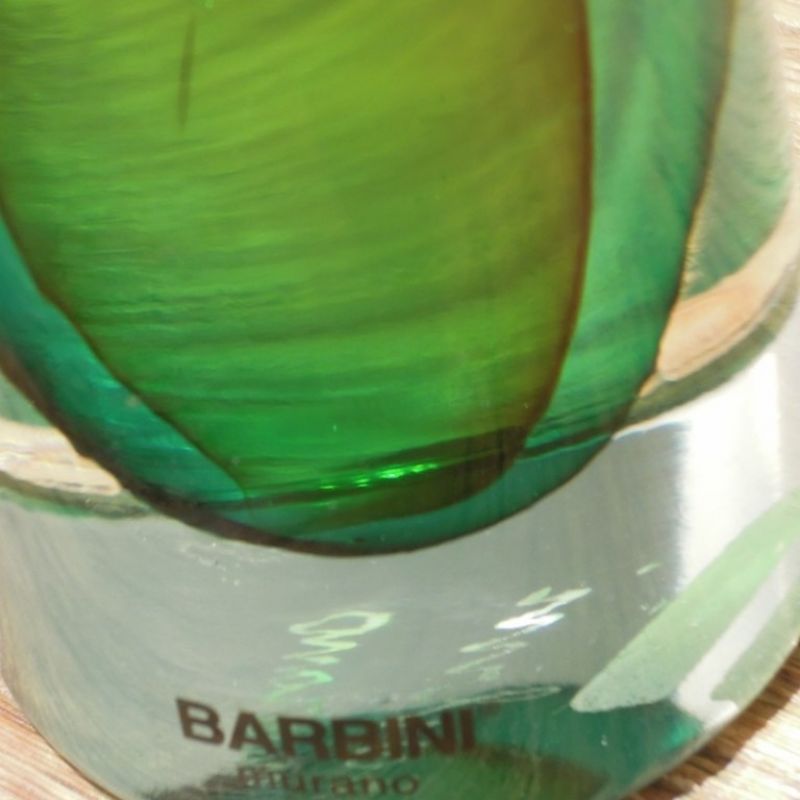 Barbini Kerzenständer, smaragdgrün mit kristallklar, mundgeblasenes Glas aus Murano. Höhe 18 cm ø 7 cm. Preis: € 199,00 - Marcolis Supreme Italian Products - Stuttgart