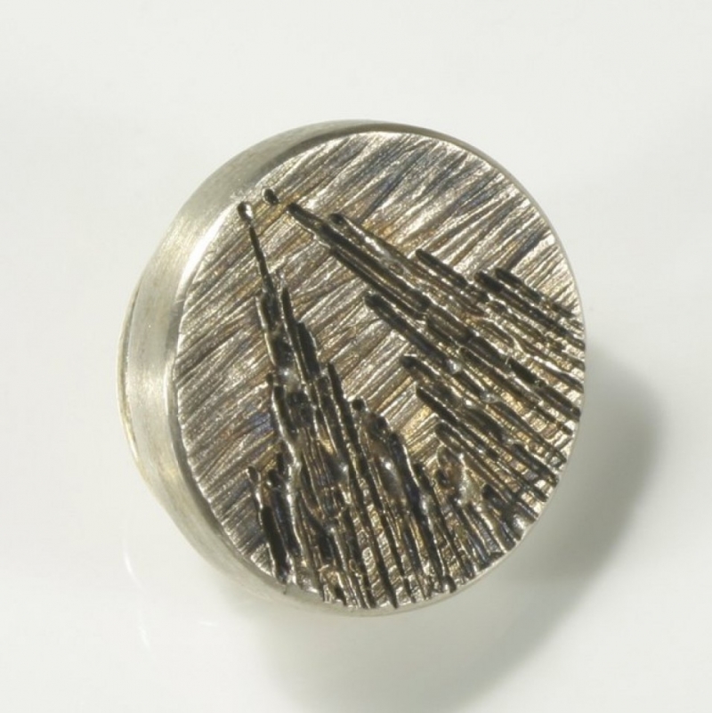 Stickpin, Kölner Dom, rund, geschwärzt, 925- Silber - TRIMETALL Schmuck - Design - Objekte - Köln