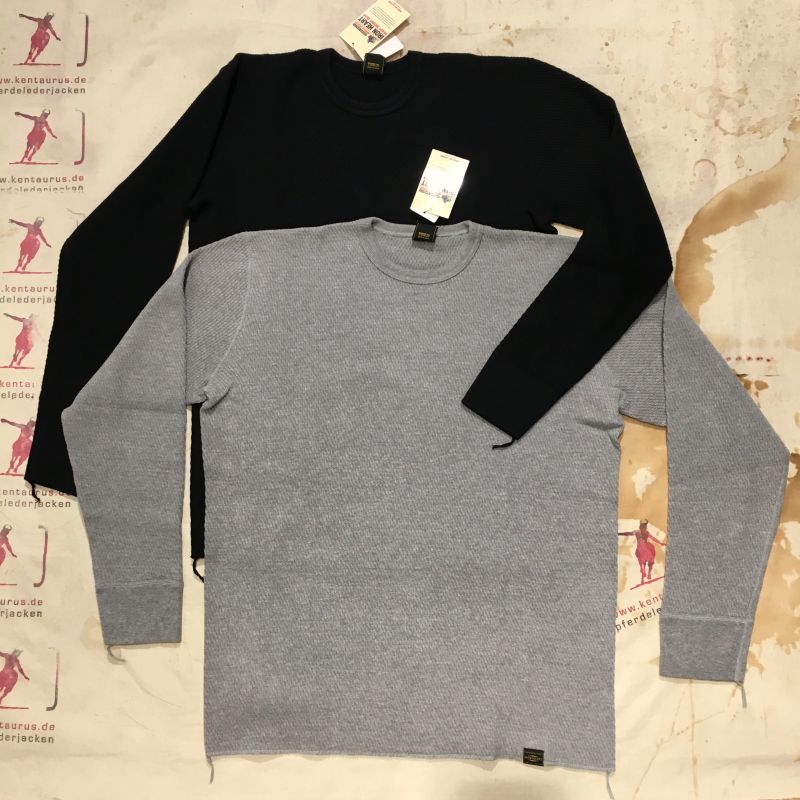 Iron Heart: IHTL-1700 extra heavy cotton knit thermal sweater, black and grey, S - XXL, EUR 178,- - Kentaurus Pferdelederjacken - Köln