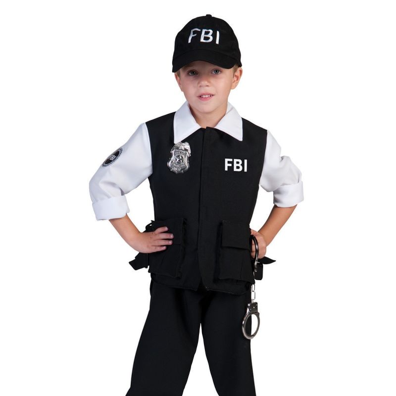 fbi-agent-collin-kind<br>
Es besteht aus einer schwarzen Hose, einem schwarzen Oberteil mit Applikationen und FBI-Schriftzug und einem FBI-Basecap.
<br>
Home/Kostüme/Berufe/Kinder<br>
[http://www.pierros.de/produkt/fbi-agent-collin-kind, jetzt auf Pierros.de kaufen]  - Pierros Kinderkostüme - Mayen