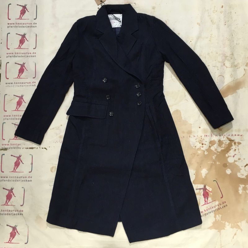 Hansen AW16: ladies long classic coat, soft cashmere blend ( cotton, wool, cashmere) blue melange, S - M - L - , EUR 500,- - Kentaurus Pferdelederjacken - Köln