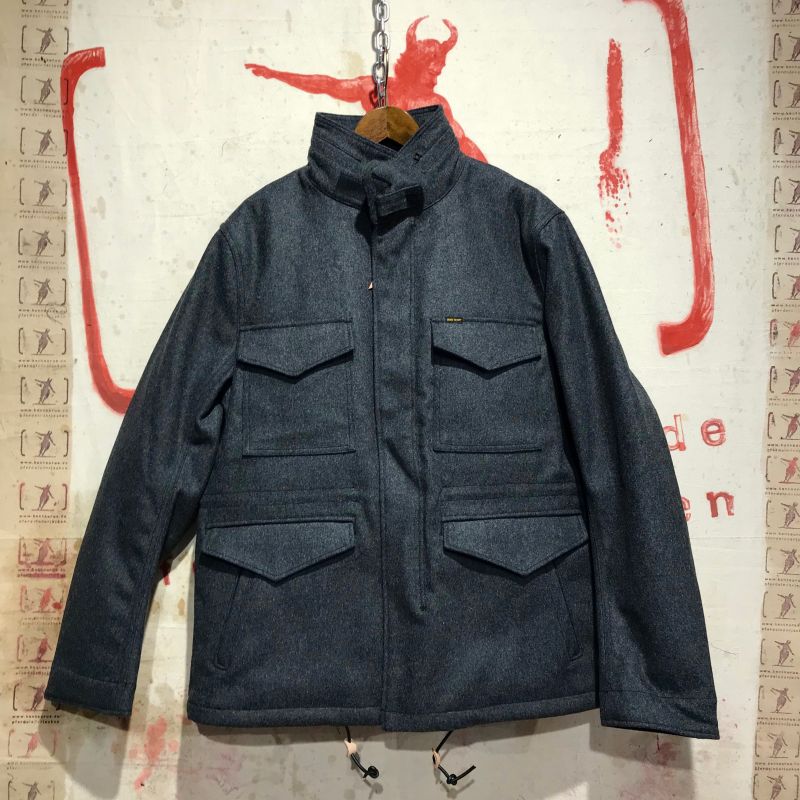 Iron Heart: IHW-13 grey ( and black) selvedge melton wool M65 field jacket, sizes M - XXXL, EUR 680,- - Kentaurus Pferdelederjacken - Köln