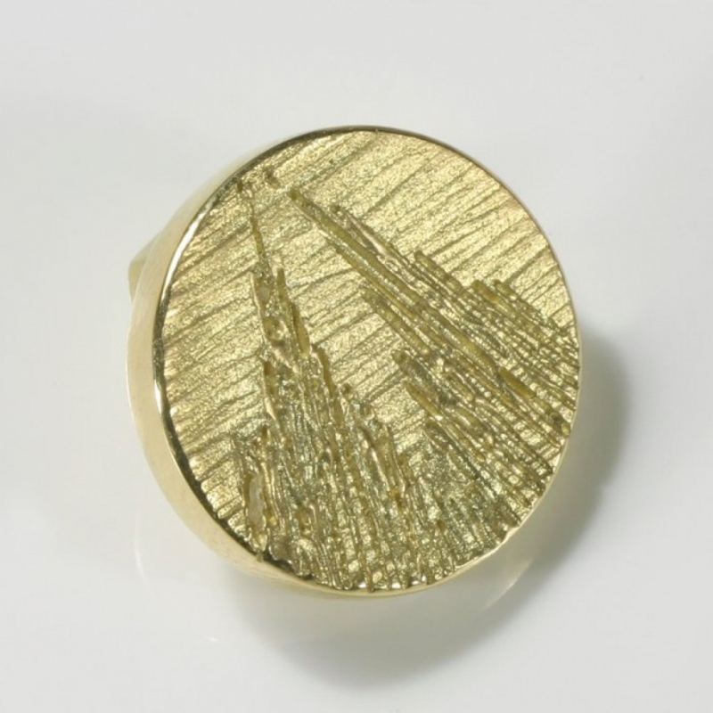 Stickpin, Kölner Dom, rund, 750- Gold. - TRIMETALL Schmuck - Design - Objekte - Köln