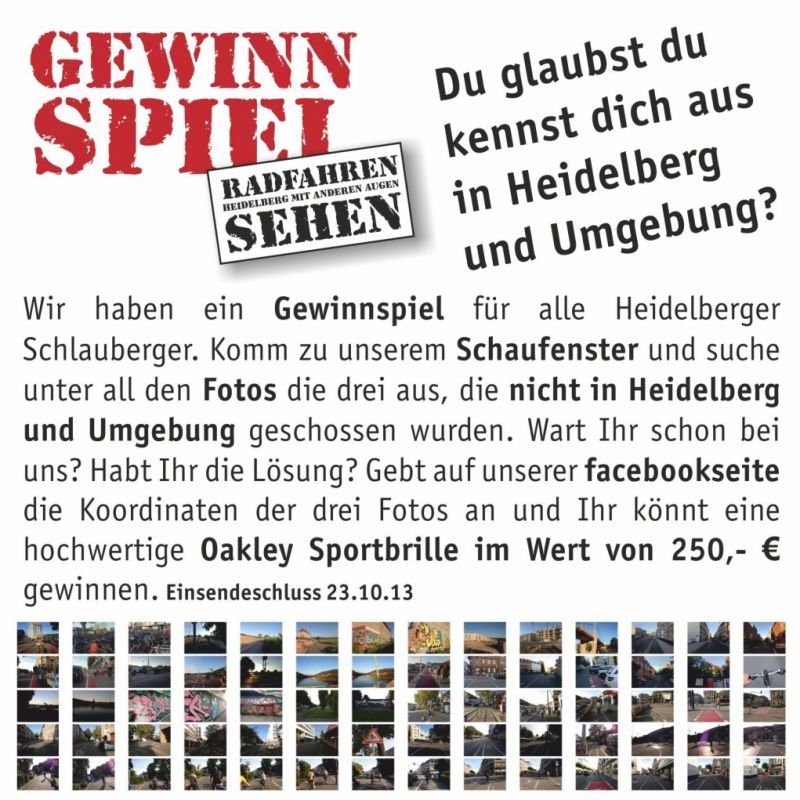 Spielt mit bei unserem RadSchau-Rätsel! Lösung einfach auf unsere facebookseite posten und gewinnen... - eye and art - Heidelberg